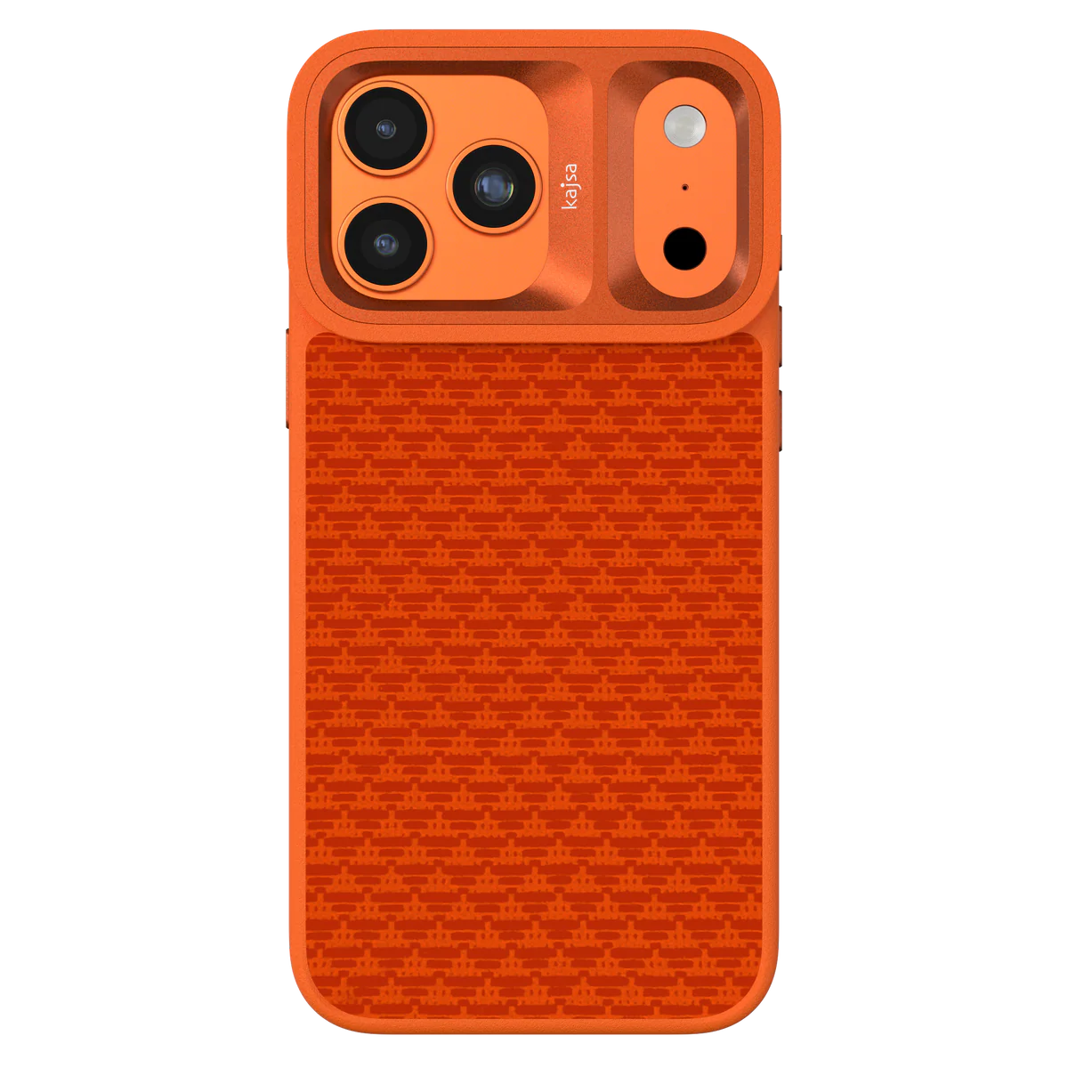 Orange TecHub Kajsa Glamorous Collection iPhone 17 Pro Max pyramid pattern back case with MagSafe compatibility.