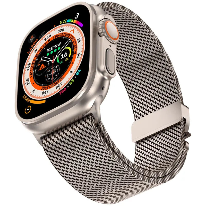 Milanese Titanium Loop Strap for Apple Watch 42/44/45/46/49 mm - Black (Copy)