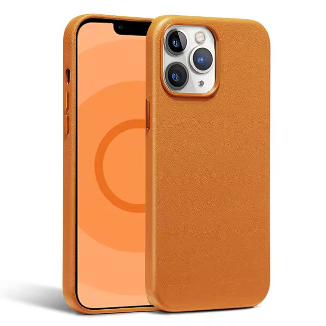 OKOZ Premium Leather Case Shockproof for iPhone 15 Pro - Orange