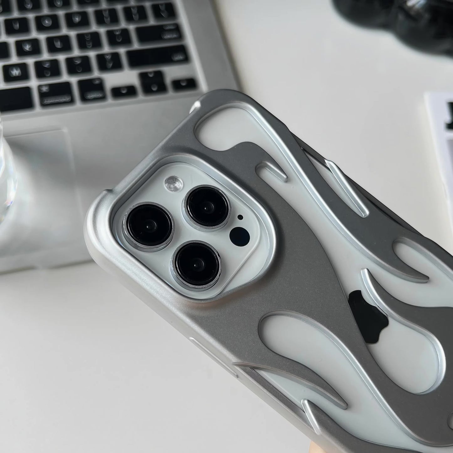 3D Flame Pattern Fashion Hollow Slim Case for iPhone 14 Pro Max