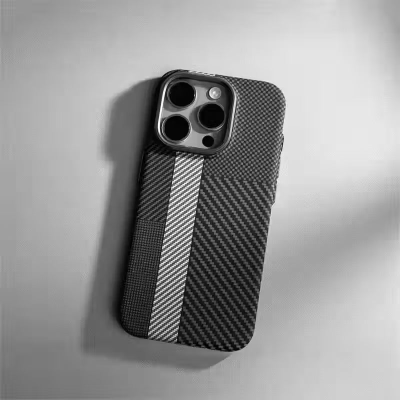 FreeAir MagSafe Carbon Fiber Design Case for iPhone 15 Pro Max - Black/Grey