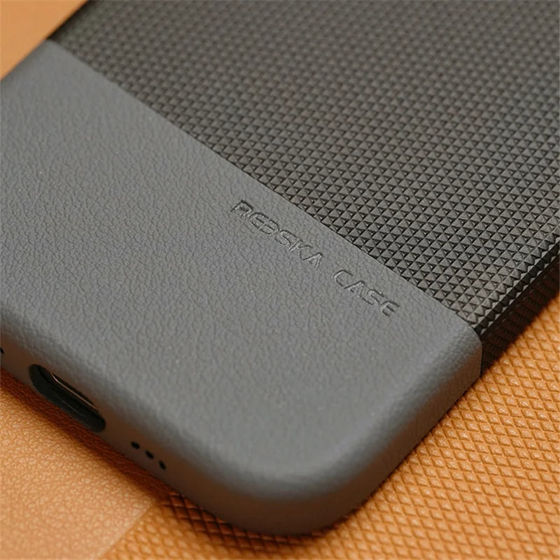 Luxury Alloy Lens MagSafe Leather Case for iPhone 16 Pro Max - Black