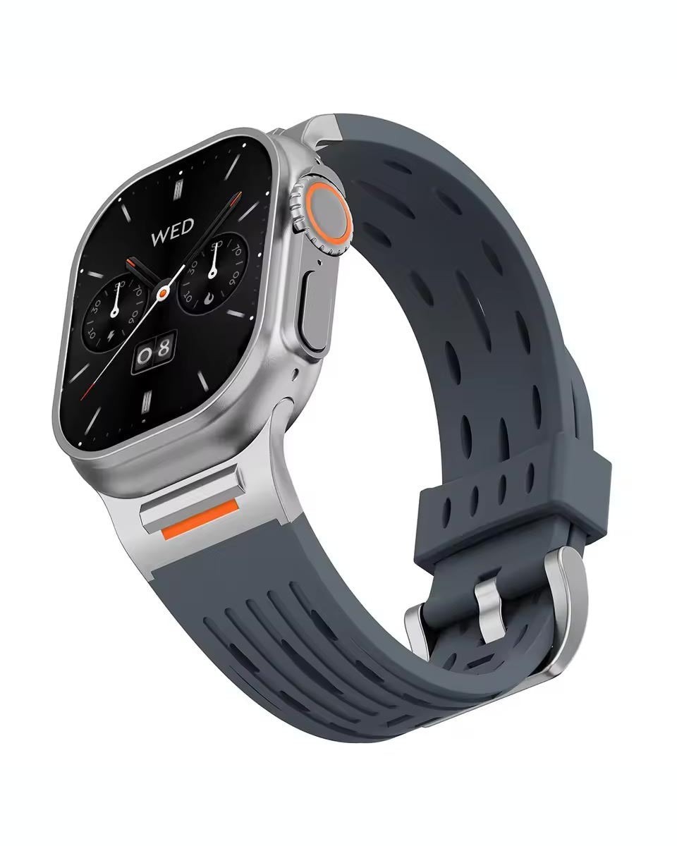 Recci Silicone Strap Metal Connector Bracelet for Apple Watch 42/44/45/46/49 mm