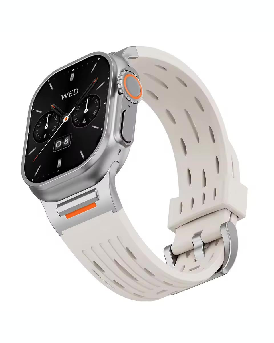 Recci Silicone Strap Metal Connector Bracelet for Apple Watch 42/44/45/46/49 mm
