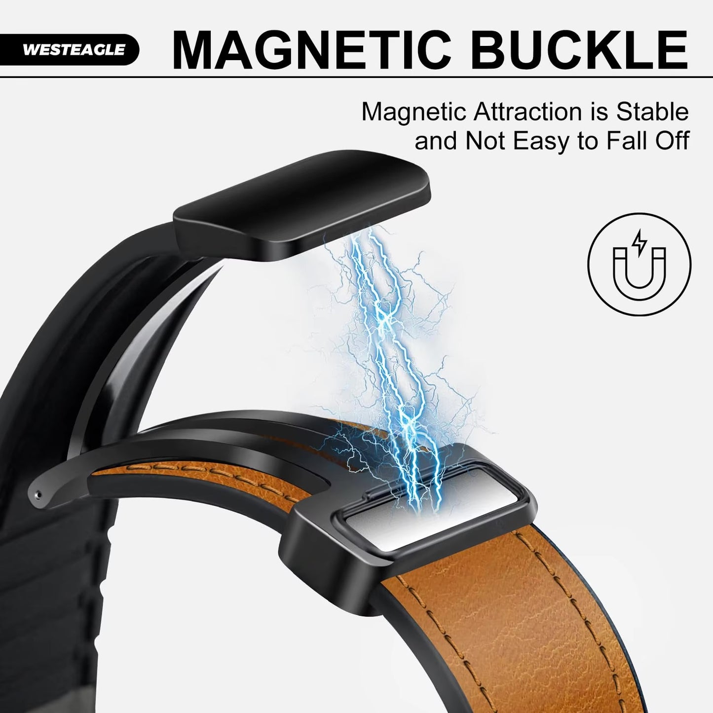 Magnetic Leather Band Strap for Apple Watch 42/44/45/46/49 mm