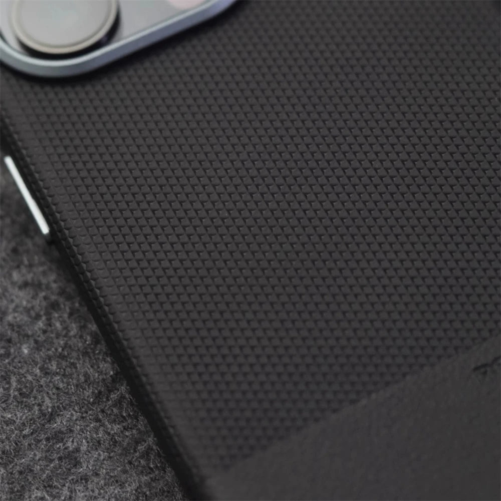 Luxury Alloy Lens MagSafe Leather Case for iPhone 16 Pro Max - Black