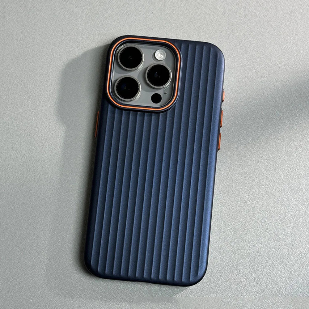 Metal Paint Matte Anti-fall Case for iPhone 15 - Navy Blue