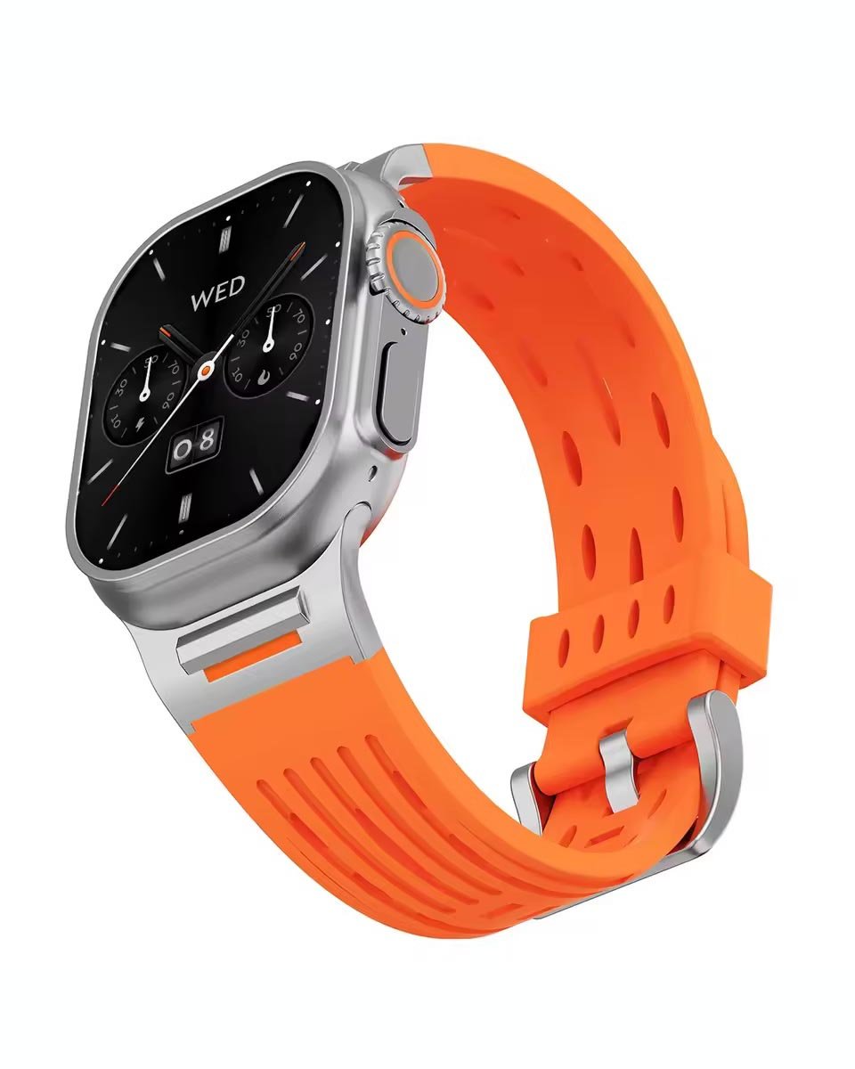 Recci Silicone Strap Metal Connector Bracelet for Apple Watch 42/44/45/46/49 mm - TecHub