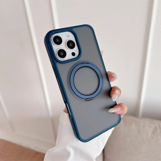 Luxury Magnetic Stand Matte MagSafe Case for iPhone 15 Pro Max - Blue