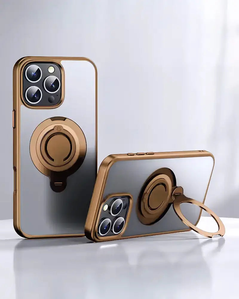 360° Rotation Magnetic Stand Silicone Ring for iPhone 16 Pro Max - Desert Titanium