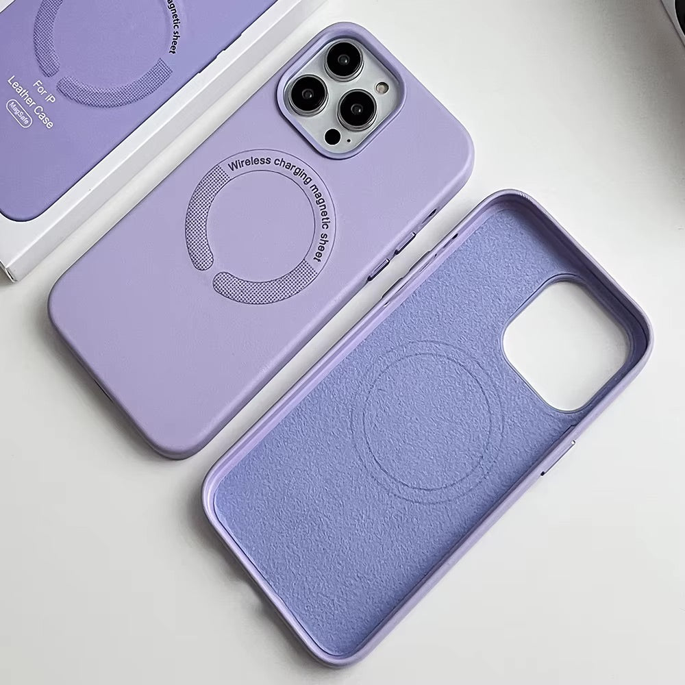 Luxury Magsafe Leather Case Shockproof Bumper Case for iPhone 14 Pro Max
