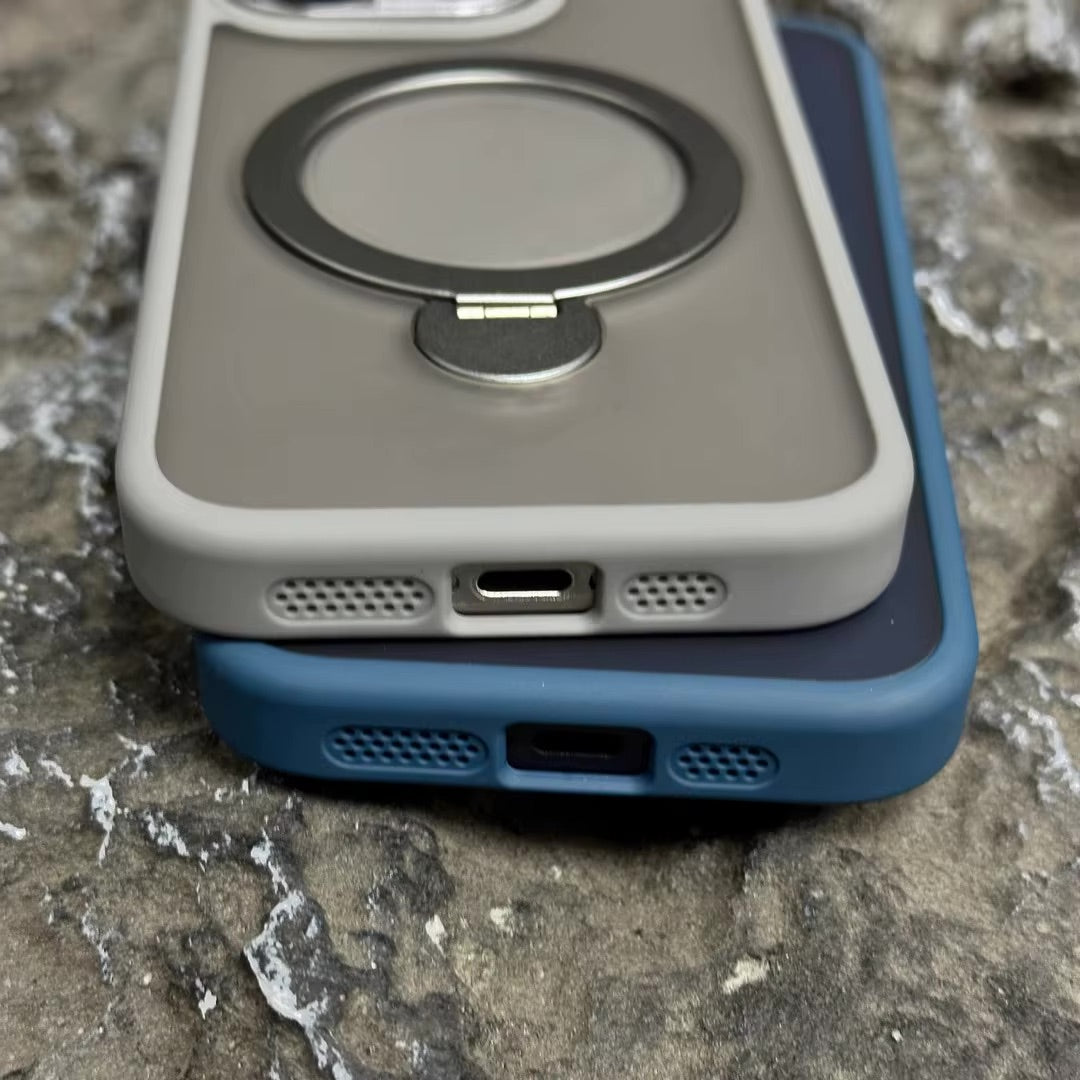 Luxury Magnetic for Magsafe Bracket Stand Case for iPhone 15 Pro Max - Black