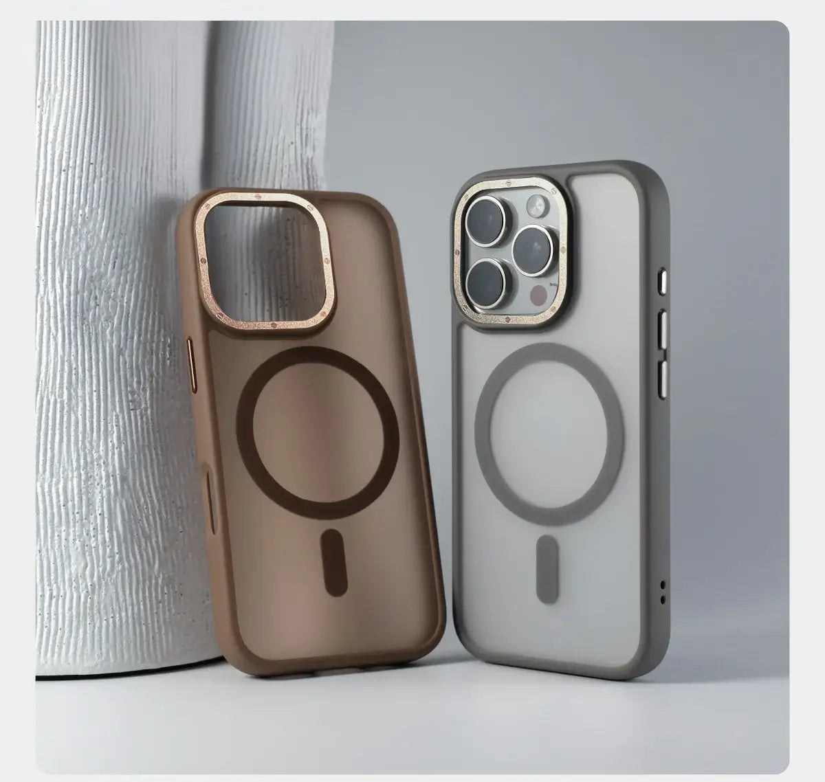 Magnetic Luxury Matte Translucent Armor Shockproof for iPhone 15 Pro Max - Grey