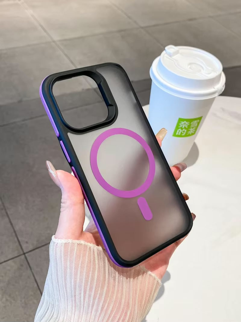 Magic Mask Luxury Matte Armor Shockproof Case for iPhone 14 Pro Max - Purple