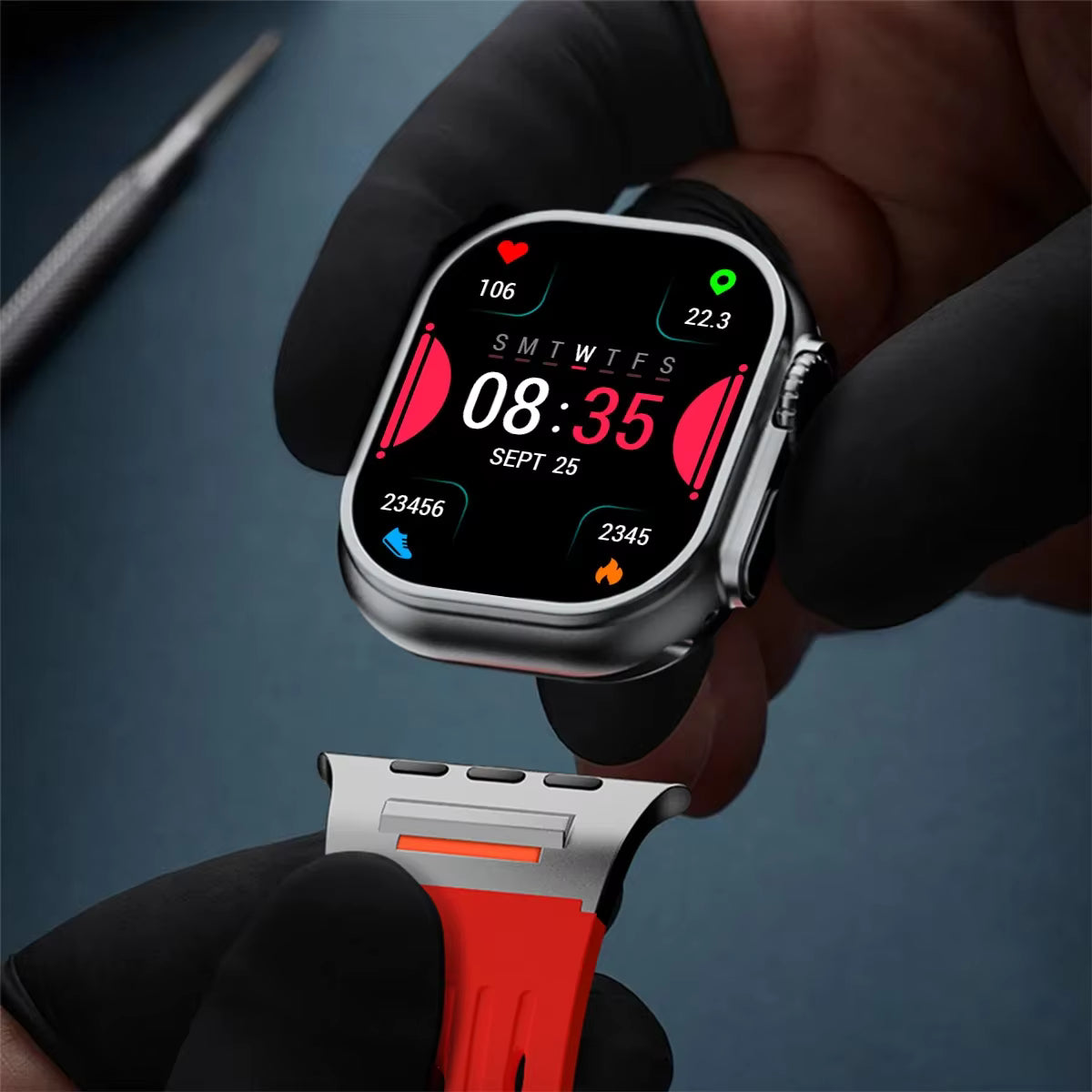 Recci Silicone Strap Metal Connector Bracelet for Apple Watch 42/44/45/46/49 mm