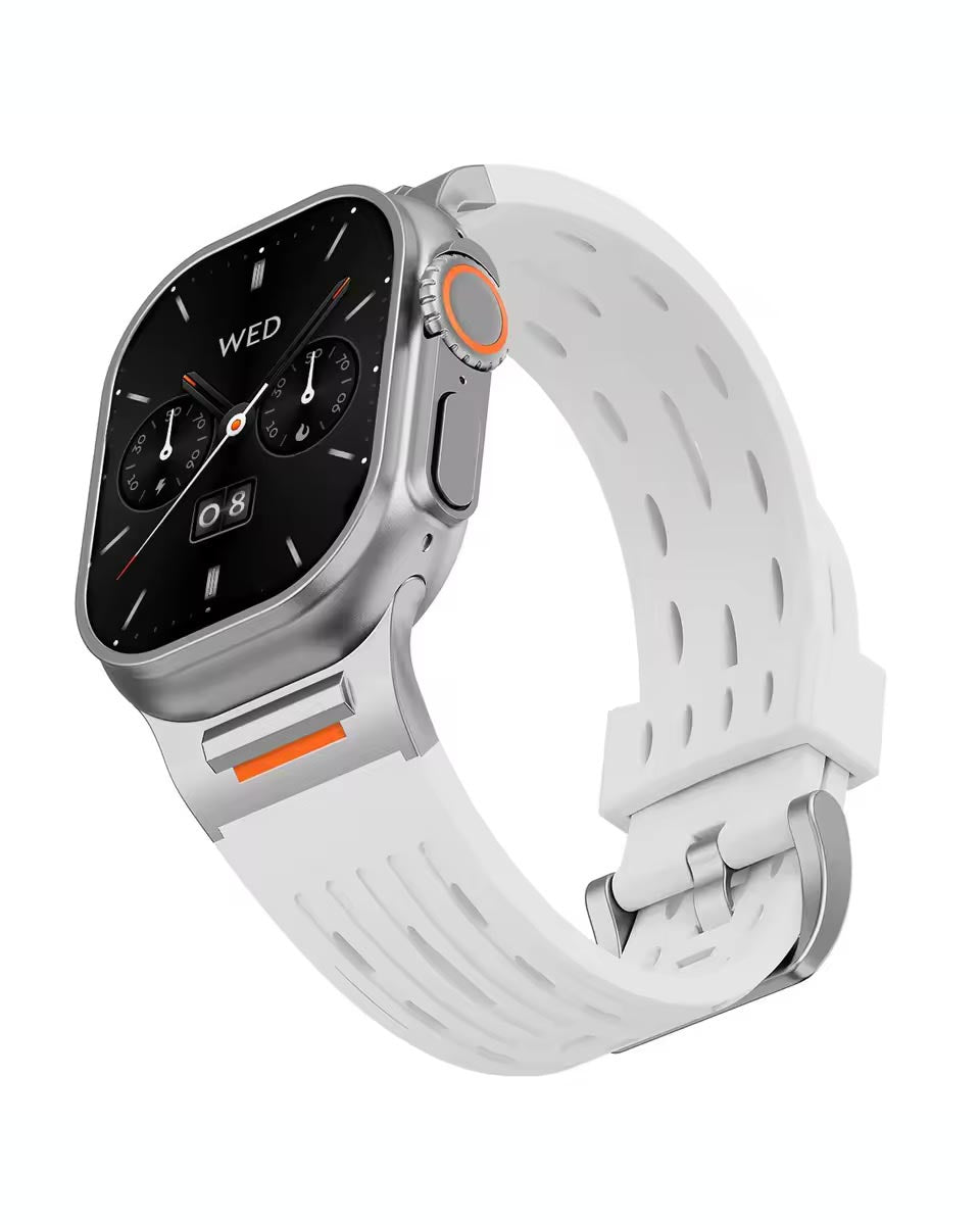 Recci Silicone Strap Metal Connector Bracelet for Apple Watch 42/44/45/46/49 mm