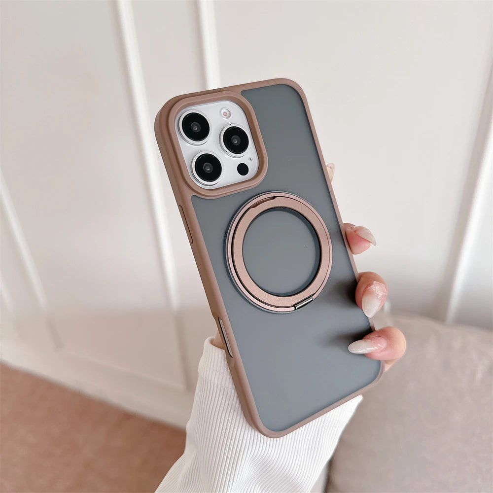 Luxury Magnetic Stand Matte MagSafe Case for iPhone 16 Pro Max - Desert Titanium