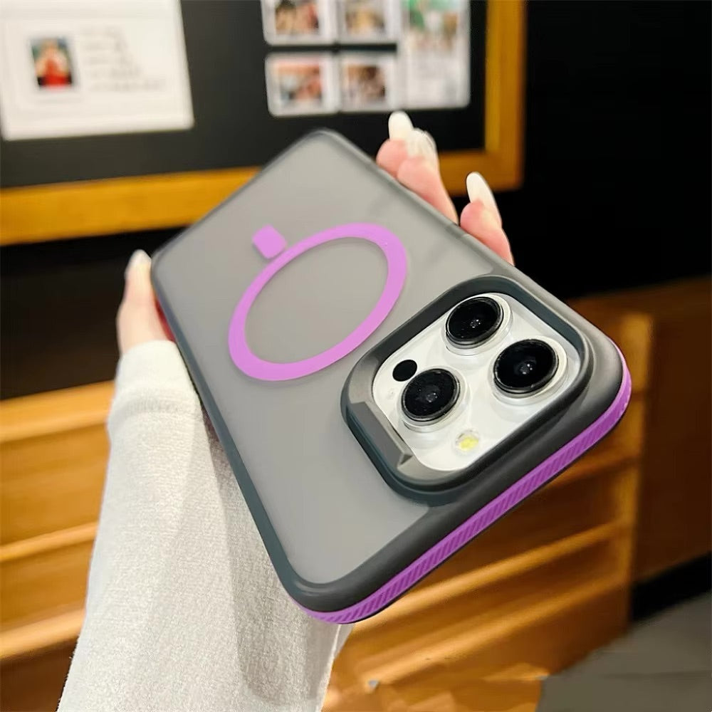 Magic Mask Luxury Matte Armor Shockproof Case for iPhone 14 Pro Max - Purple