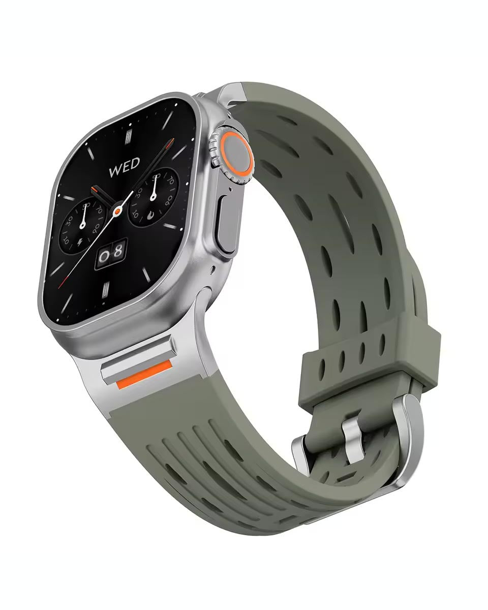 Recci Silicone Strap Metal Connector Bracelet for Apple Watch 42/44/45/46/49 mm