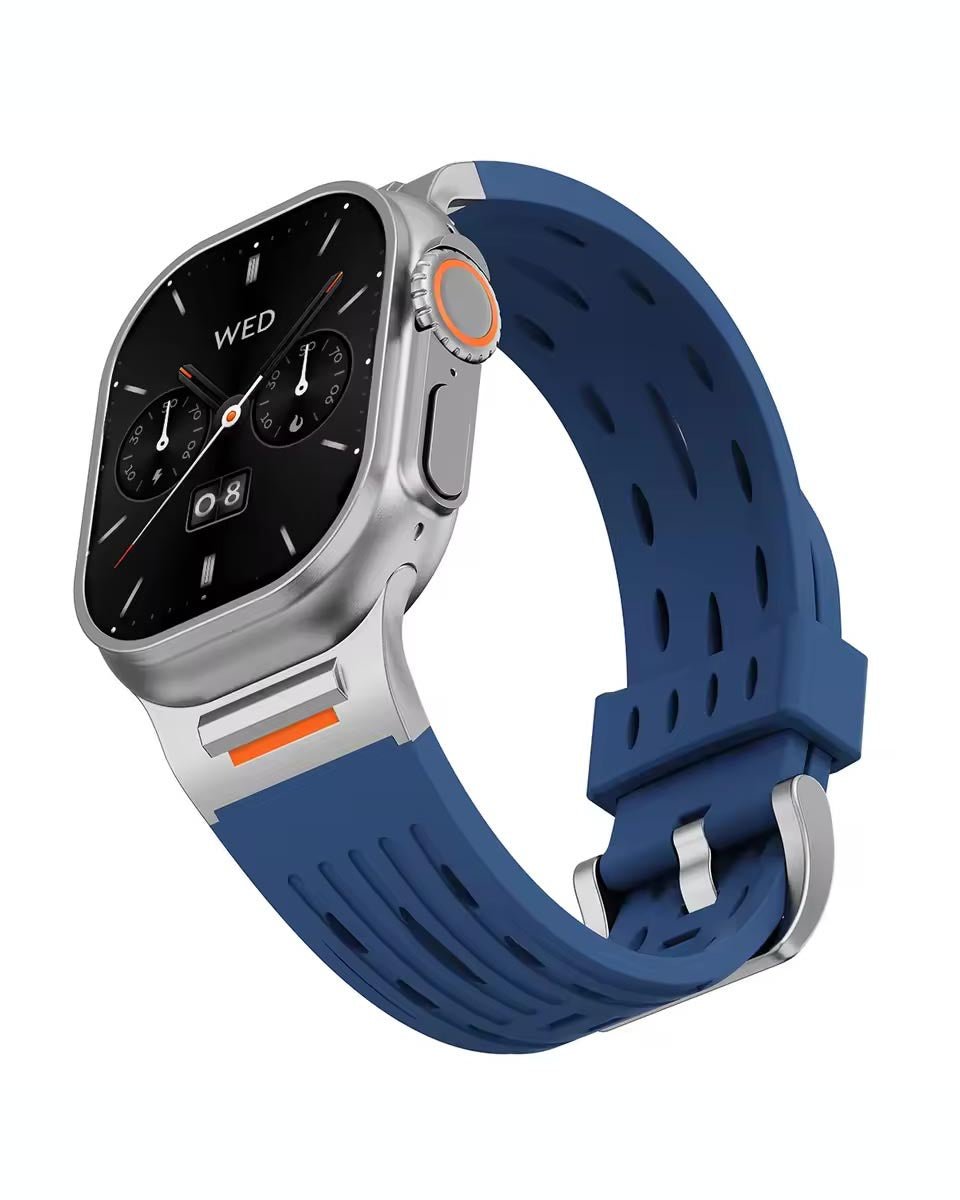 Recci Silicone Strap Metal Connector Bracelet for Apple Watch 42/44/45/46/49 mm - TecHub