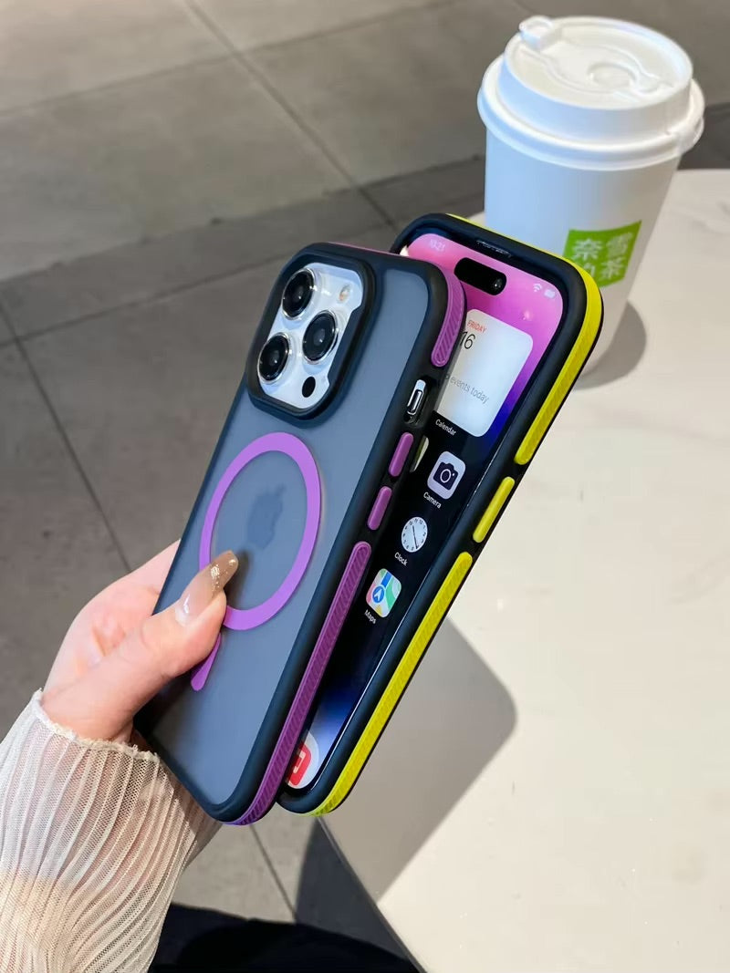 Magic Mask Luxury Matte Armor Shockproof Case for iPhone 14 Pro Max - Purple