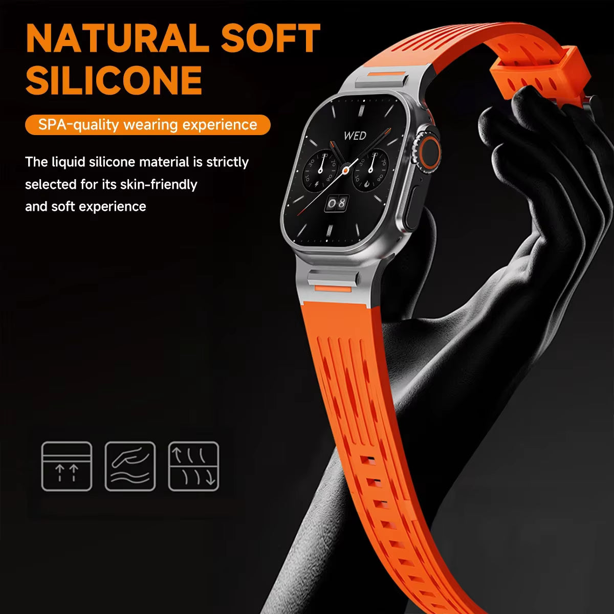 Recci Silicone Strap Metal Connector Bracelet for Apple Watch 42/44/45/46/49 mm