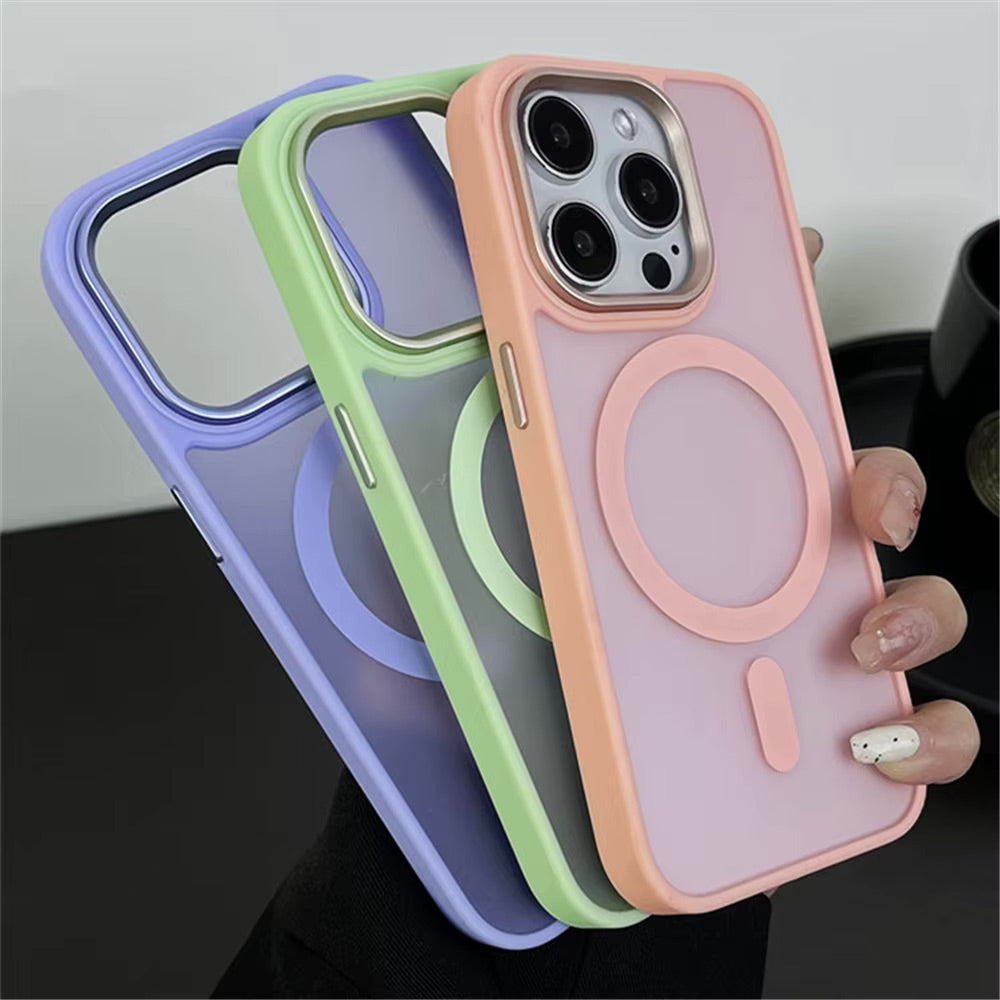 Shockproof Matte MagSafe Case for iPhone 15 - Pink