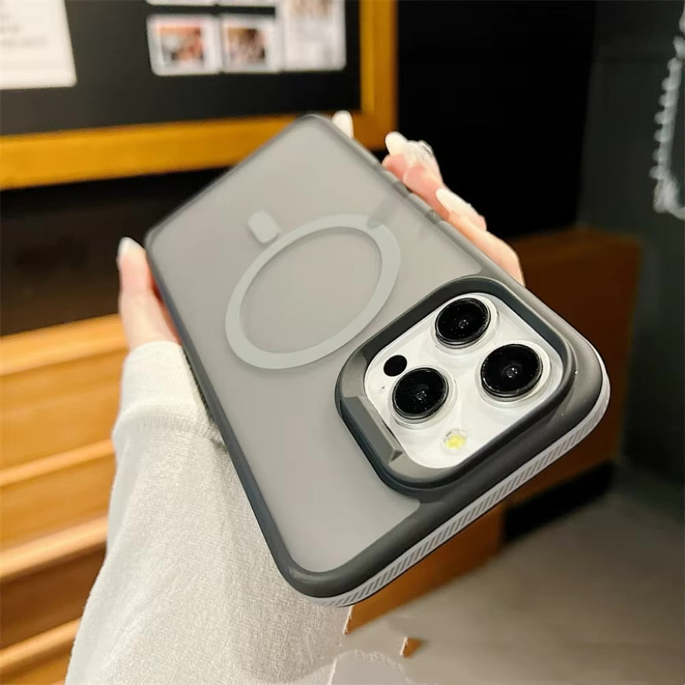 Magic Mask Luxury Matte Armor Shockproof Case for iPhone 14 Pro Max - Grey