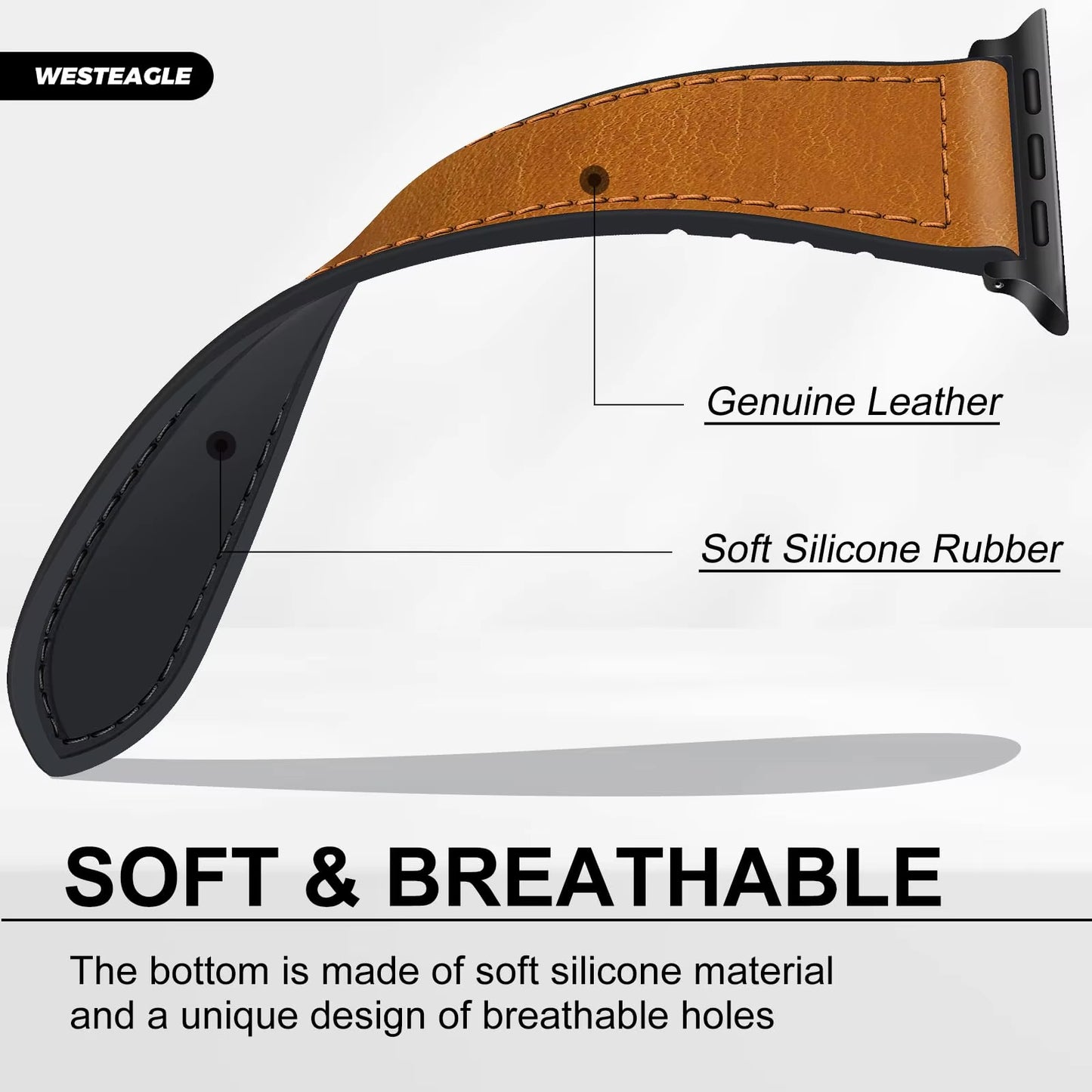 Magnetic Leather Band Strap for Apple Watch 42/44/45/46/49 mm