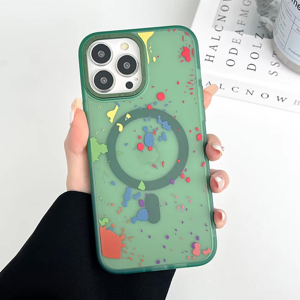 Magsafe Wireless Charging Graffiti Polka Dot Case For iPhone 14 - 13