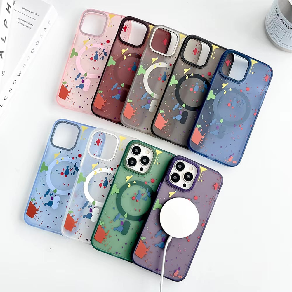 Magsafe Wireless Charging Graffiti Polka Dot Case For iPhone 14 - 13