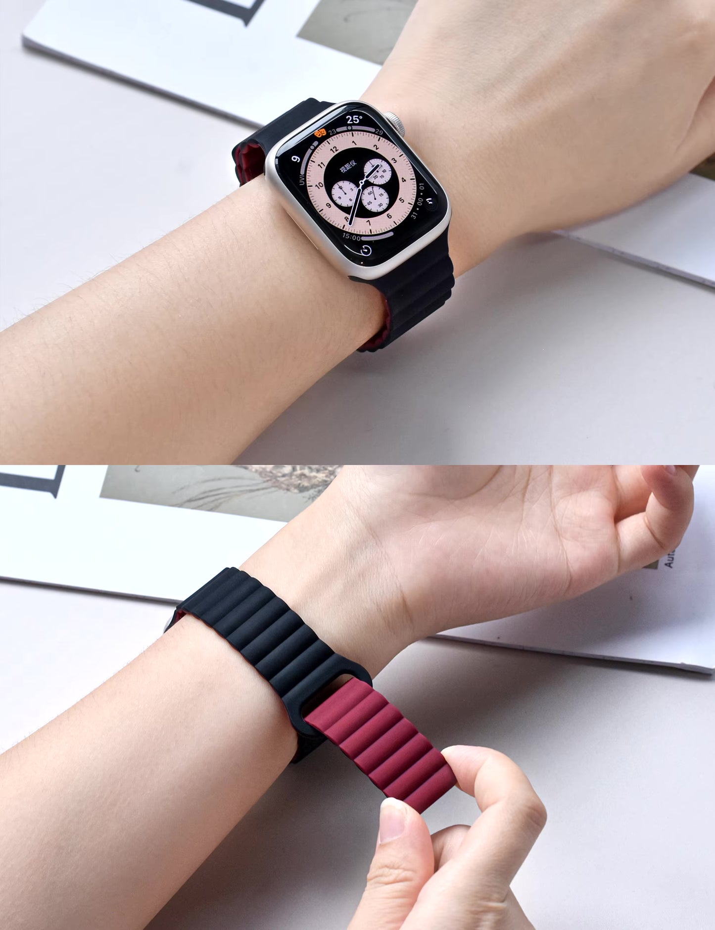 Magnetic Sillicone Double Face Strap for Apple Watch 42/44/45/46/49 mm