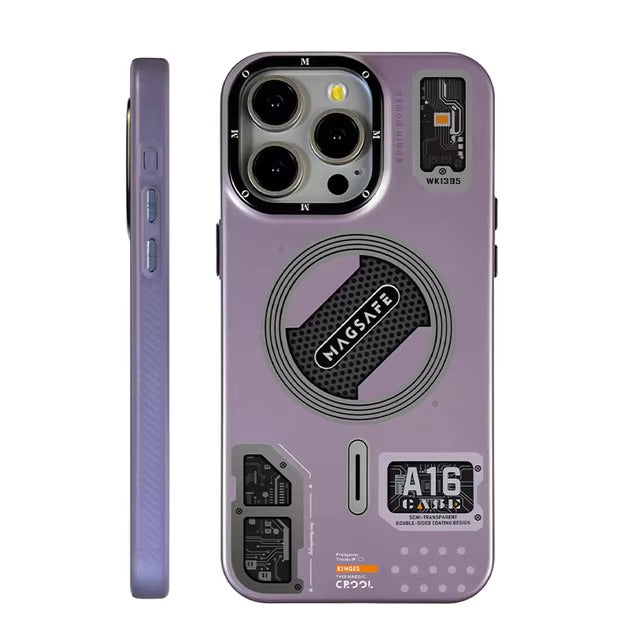 JmgoKIT Matte MagSafe Frosted Back Metal Buttons Case for iPhone 14 Pro Max - Purple