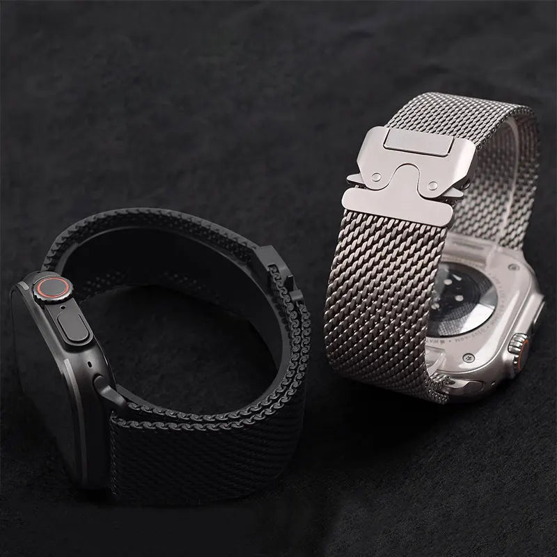 Milanese Titanium Loop Strap for Apple Watch 42/44/45/46/49 mm - Black (Copy)