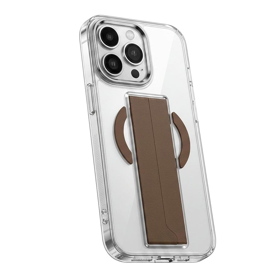 TecHub acrylic TPU MagSafe case for iPhone 15 Pro Max with built-in holder, transparent and protective phone cover.