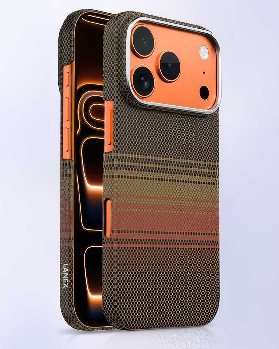 Lanex Premium Ultra-slim Diamond Cut Carbon Fiber Case for iPhone 17 Pro Max - Starry Gold