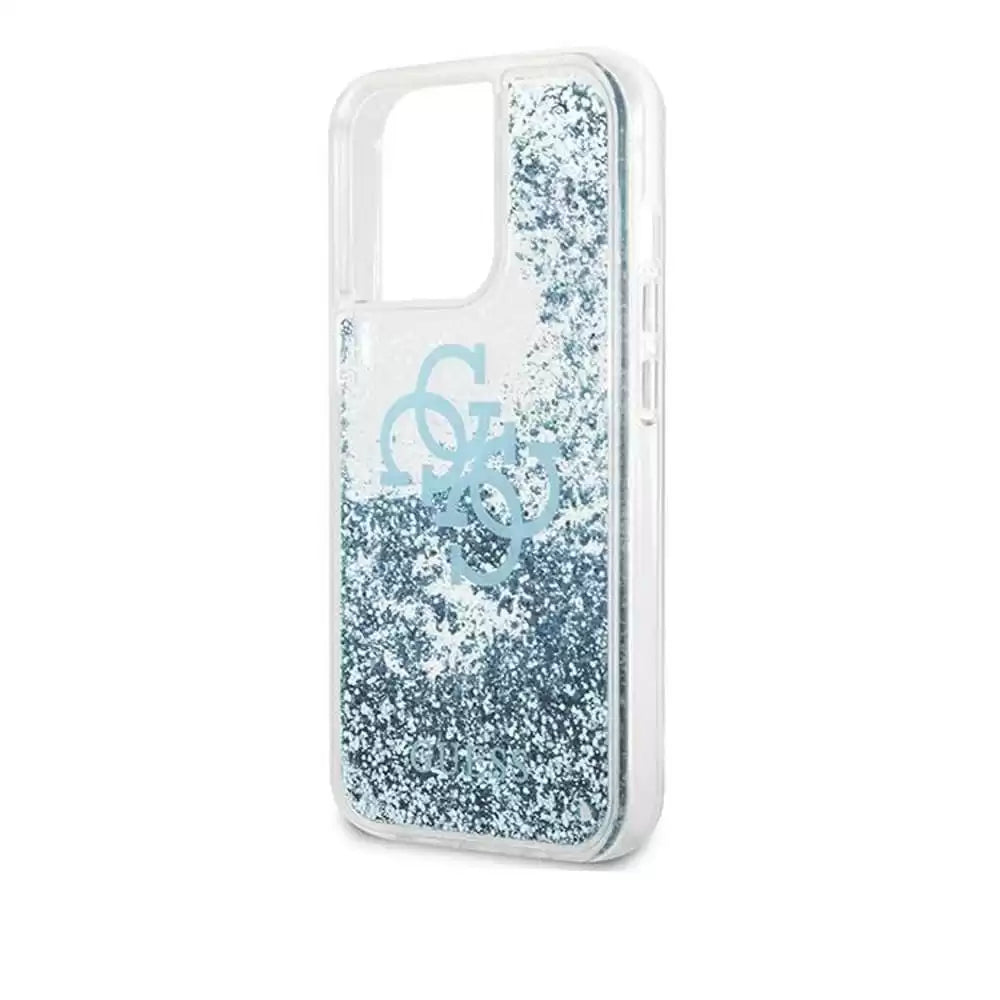 Guess Liquid Glitter Case 4G Electroplated Logo For iPhone 13 Pro - Blue - TecHub