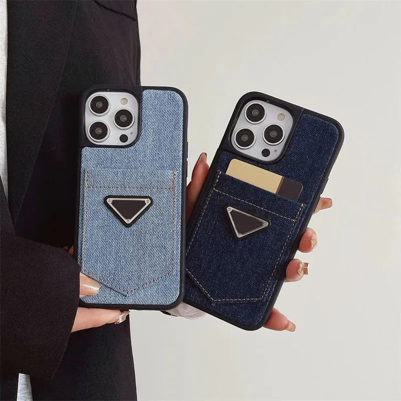 Prada Luxury Designer Jeans Style Case for iPhone 15 Pro Max