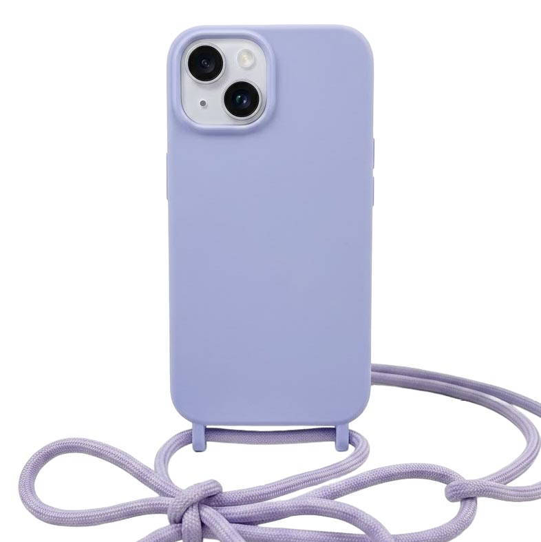 Fashion Crossbody Soft Silicone Case With Shoulder Strap for iPhone 14 - 13