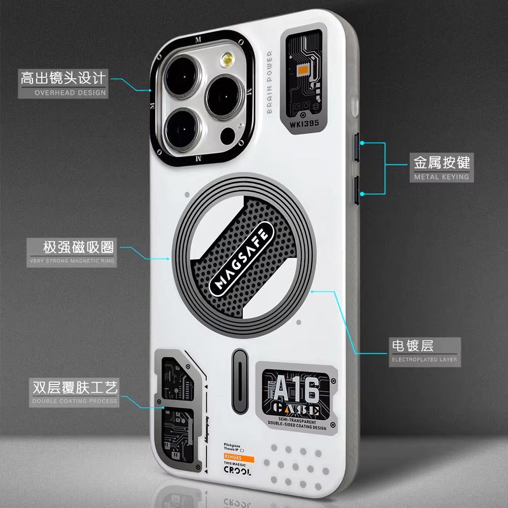 JmgoKIT Matte MagSafe Frosted Back Metal Buttons Case for iPhone 14 Pro Max - Purple