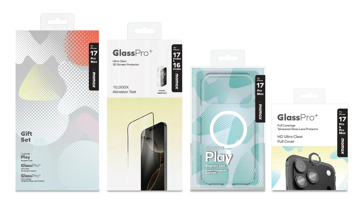 Momax iPhone 17 Pro Protection Bundle Gift Set - Momax GlassPro+ Case + Glass + Lens Clear Kit