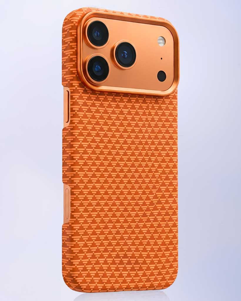 TecHub Lanex Premium ultra-slim diamond carbon fiber case for iPhone 17 Pro Max, showing sleek black design and textured surface.