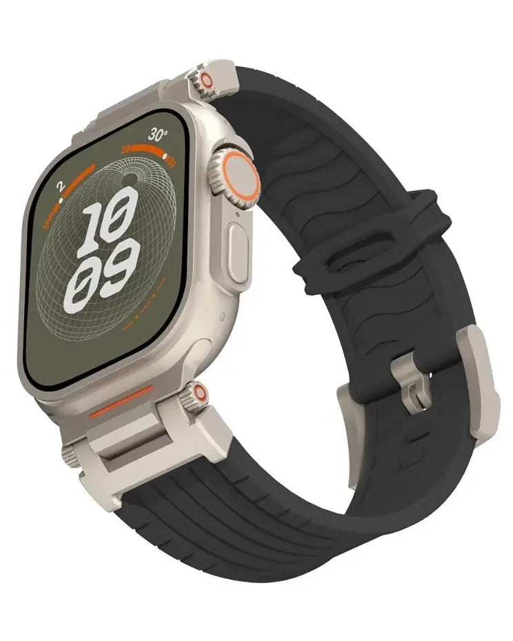 Sport Silicone Strap with Stainless Steel Correa Bracelet for for Apple Watch 42/44/45/46/49 mm