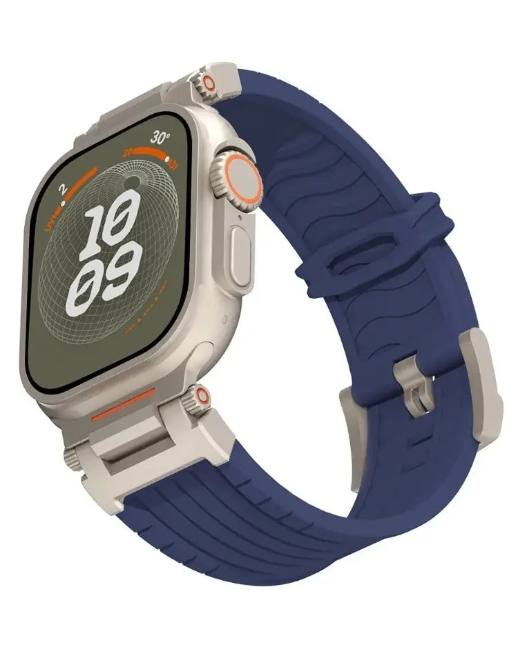 Sport Silicone Strap with Stainless Steel Correa Bracelet for for Apple Watch 42/44/45/46/49 mm