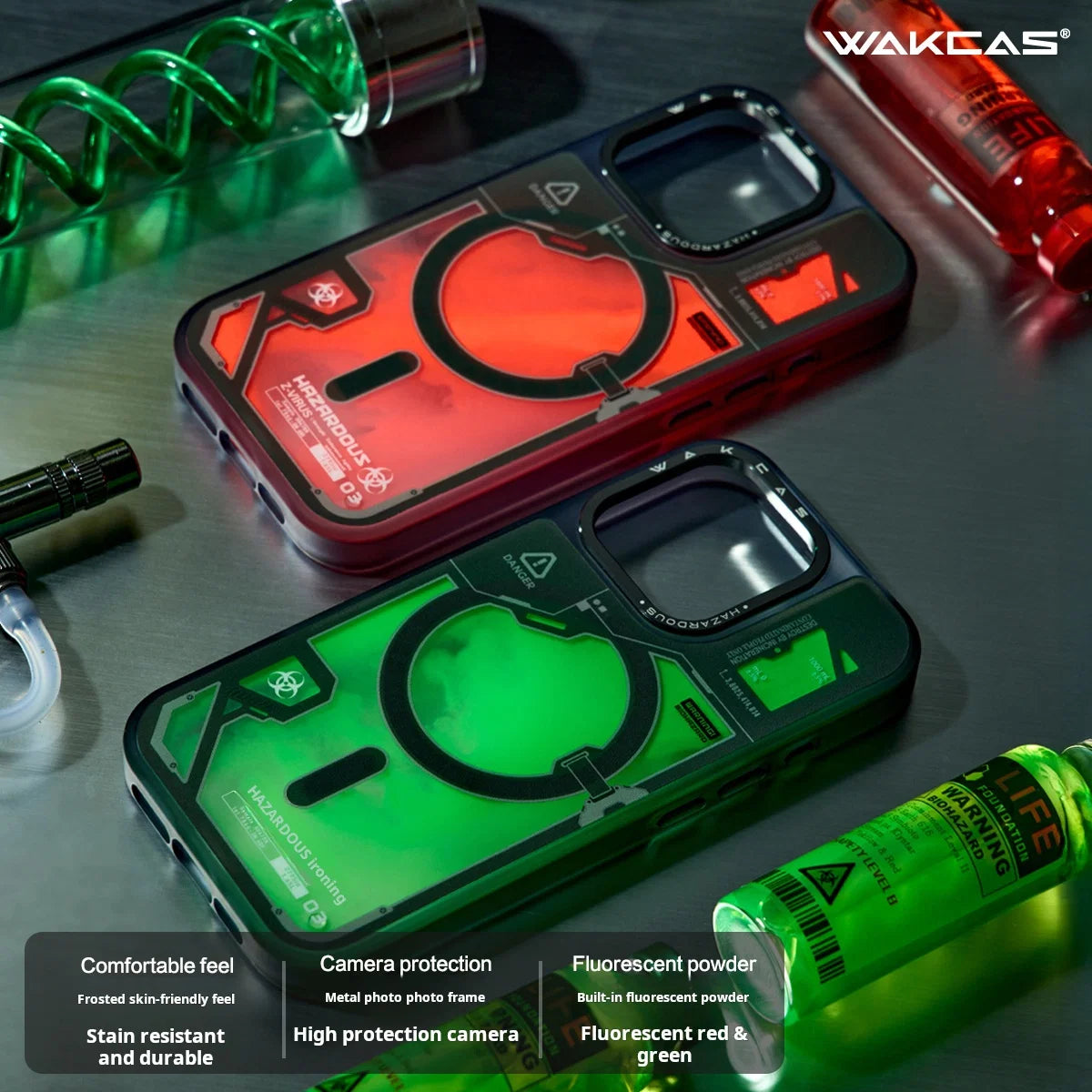 TecHub WAKCAS Glitter Liquid Sand iPhone 17 Pro Max case with shimmering, textured liquid sand design in a protective phone case.