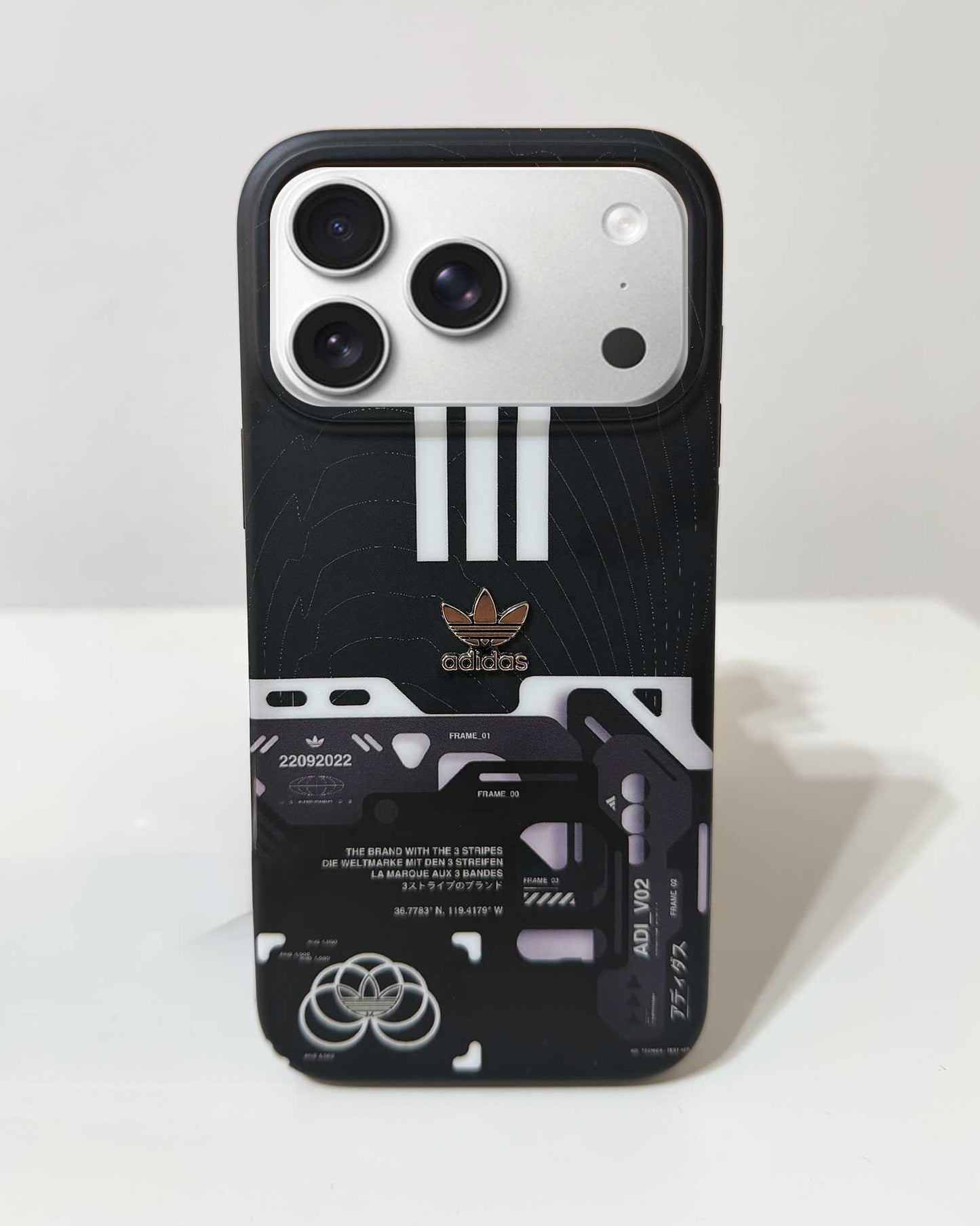 Adidas Creative Matte Case with Metal Emblem Shockproof Case for iPhone 17 Pro Max