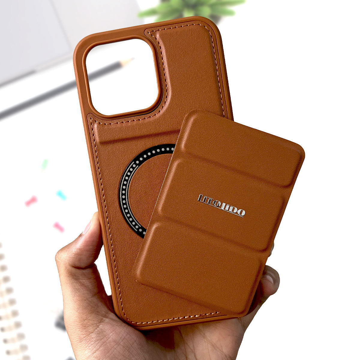 Leather MagSafe Wallet and Stand Case Shockproof for iPhone 15 Pro Max