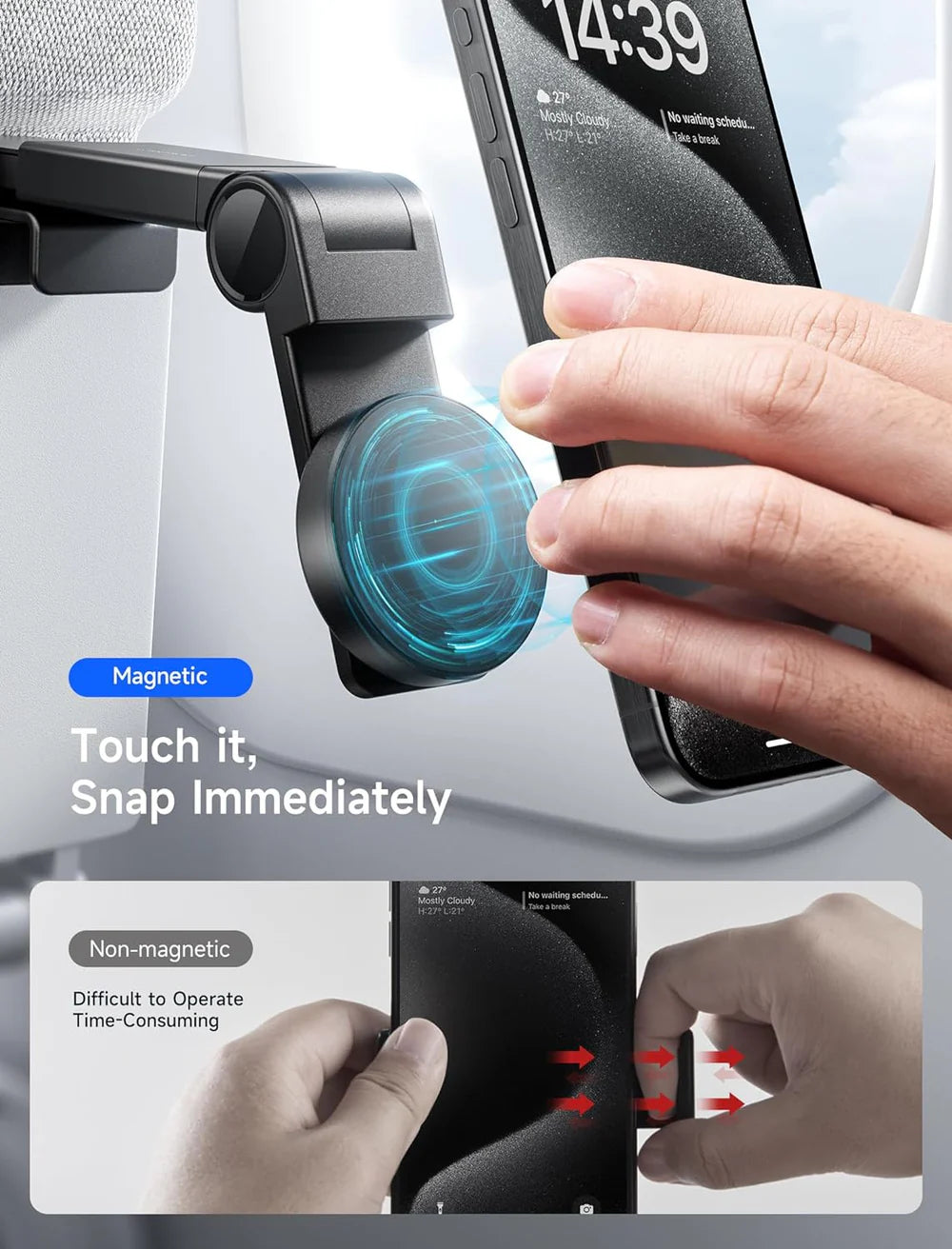 Jsaux Magnetic Ultra Compact Phone Holder - Black