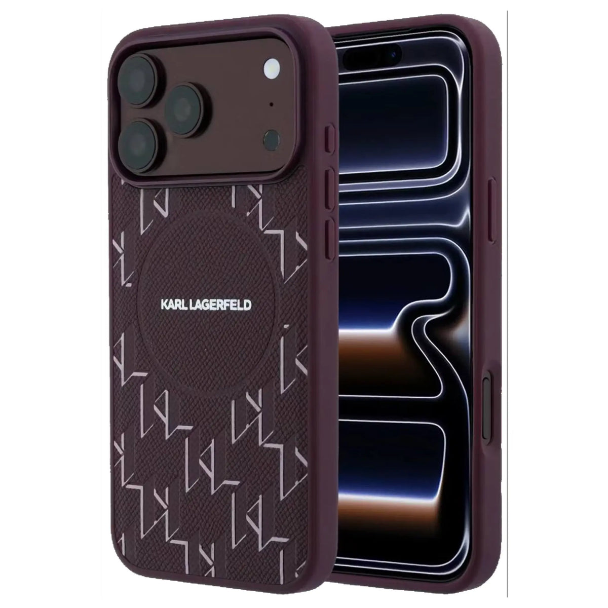 Karl Lagerfeld PU Hard Case With KL Monogram Logo for iPhone 17/18 Pro Max - Burgundy
