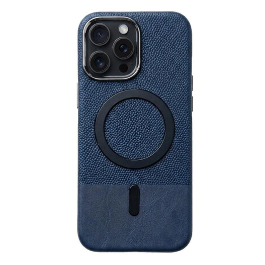 Blue luxury electroplated PC and PU case for iPhone 15 Pro Max by TecHub, showcasing a sleek, shiny protective phone cover.
